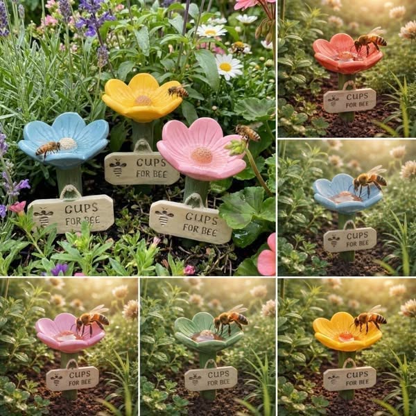 ⏳Begrenset tid 50 % rabatt🐝Blomsterformet vannstasjon for bier💧
