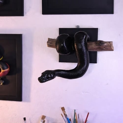 Golden Ball Python Wall Sculpture | Symbol of Strength & Prosperity