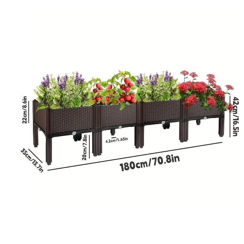 Elevated Raised Garden Planter with Legs, Black Woven Plastic Plant Container, Sturdy Lightweight Outdoor Planter Box for Flowers, Vegetables, Herbs Gardening