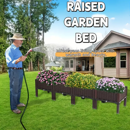 Elevated Raised Garden Planter with Legs, Black Woven Plastic Plant Container, Sturdy Lightweight Outdoor Planter Box for Flowers, Vegetables, Herbs Gardening