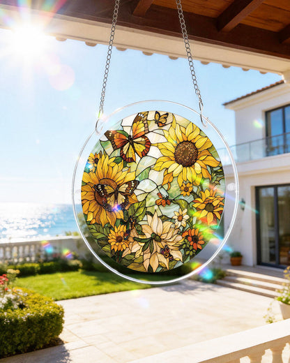 Attrape-soleil lumineux en acrylique « Murmures de tournesol »