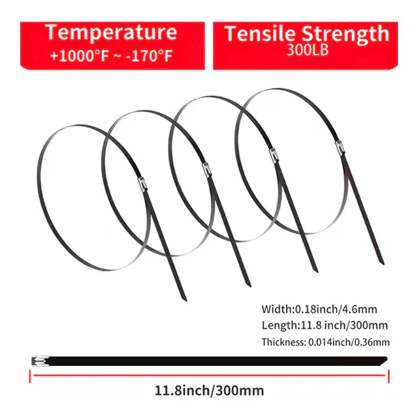 100 Pcs Heavy Duty 304 Stainless Steel Zip