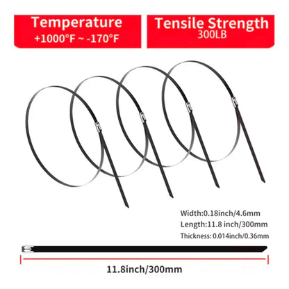 100 Pcs Heavy Duty 304 Stainless Steel Zip
