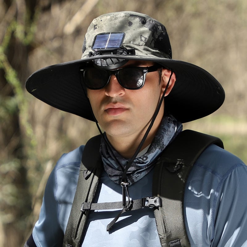 Stay Cool Anywhere – Solar Fan Wide Brim Hat (USB Rechargeable)