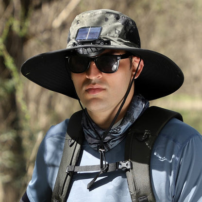 Stay Cool Anywhere – Solar Fan Wide Brim Hat (USB Rechargeable)