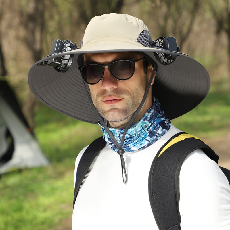 Stay Cool Anywhere – Solar Fan Wide Brim Hat (USB Rechargeable)