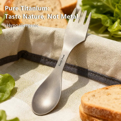 Titanium Camping Utensil Set | Unbreakable Knife+Fork+Spoon Combo for Hiking & Survival | Corrosion-Resistant & Easy Clean | All-In-One Titanium Spork Camping Burner