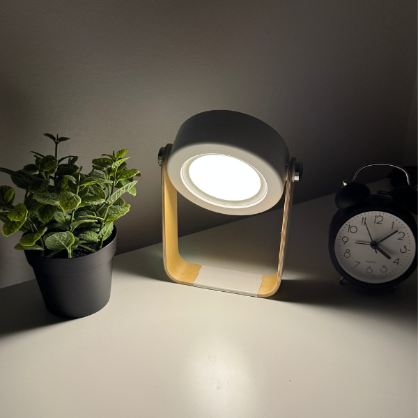 Contemporary Scandinavian Portable Retractable Lantern Cylindrical Wood Iron PC LED Table Lamp