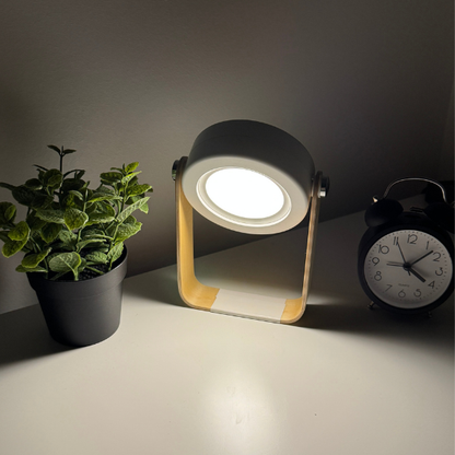 Contemporary Scandinavian Portable Retractable Lantern Cylindrical Wood Iron PC LED Table Lamp