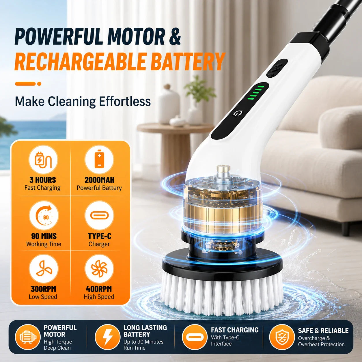 9-in-1 Electric Spin Scrubber Cordless Rechargeable