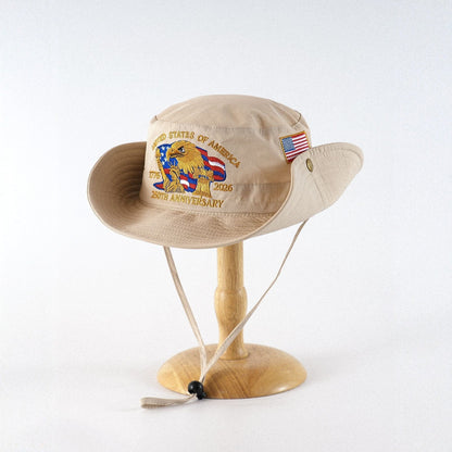 🎊America 250th Anniversary Boonie Hat – Patriotic Eagle Embroidery | Wide Brim Sun Hat for Outdoor & Patriotic Events
