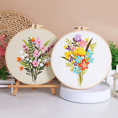 CraftHoop Spring Bloom 3-Piece Embroidery Kit Set
