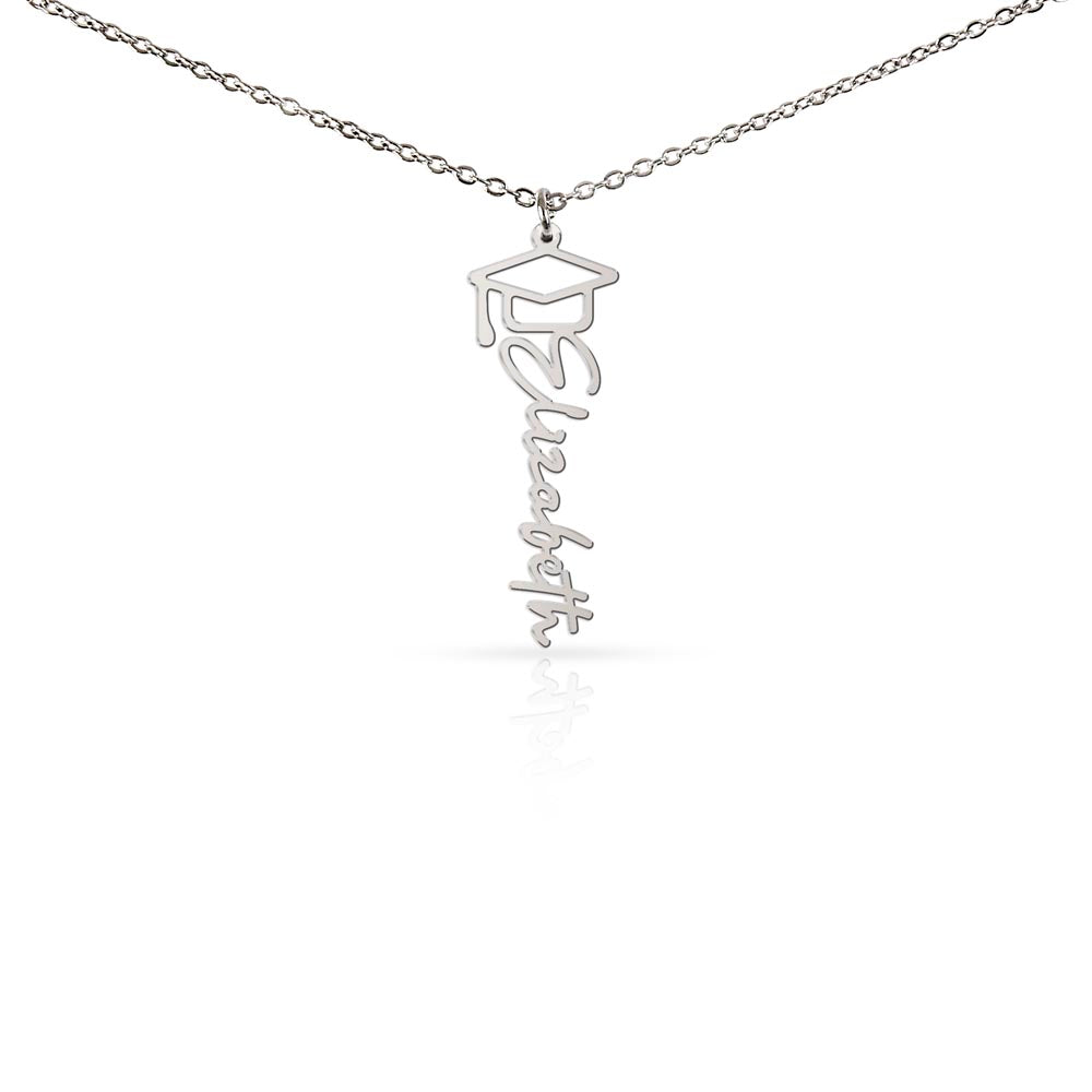 She believed She Could So She Did - Graduation Cap Name Necklace