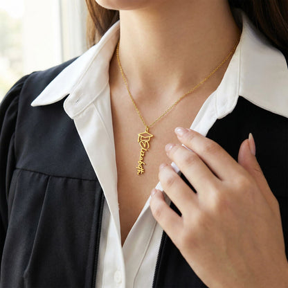 She believed She Could So She Did - Graduation Cap Name Necklace