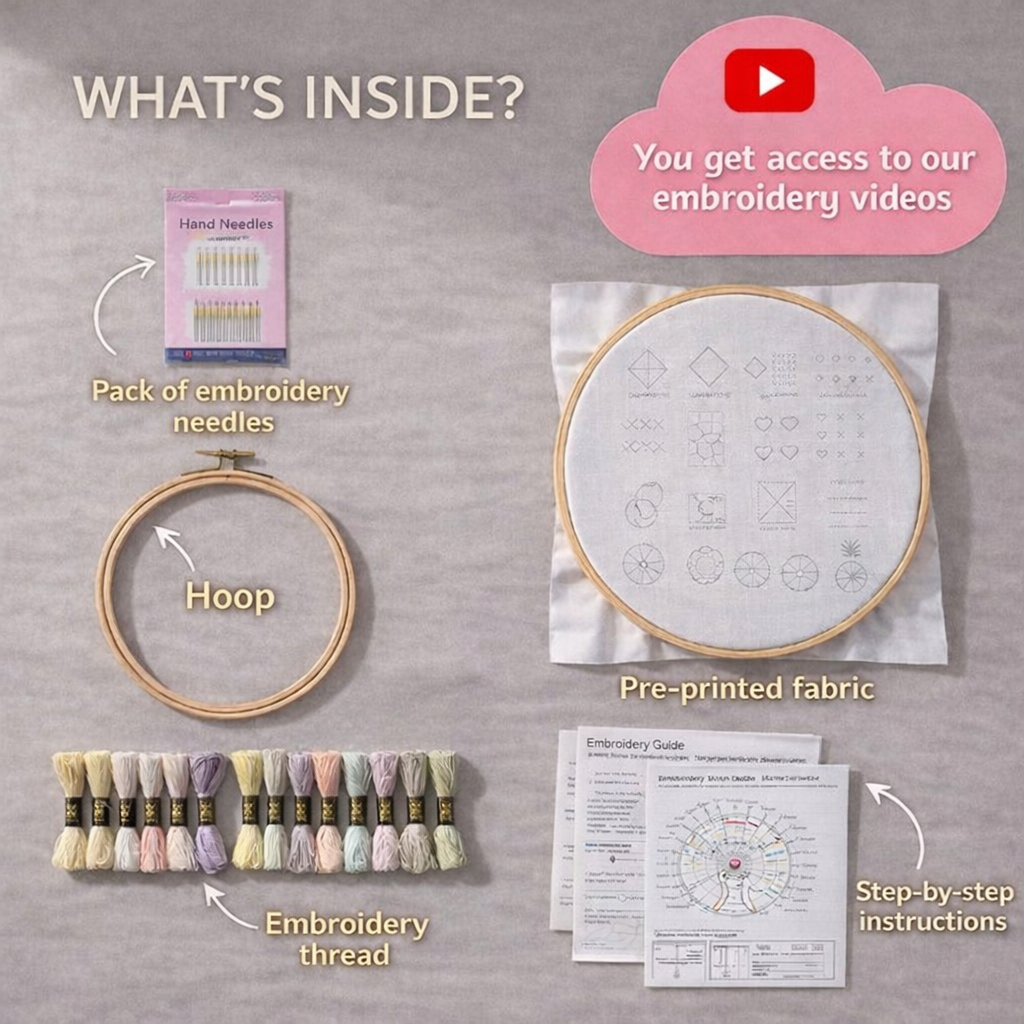CraftHoop Spring Bloom 3-Piece Embroidery Kit Set